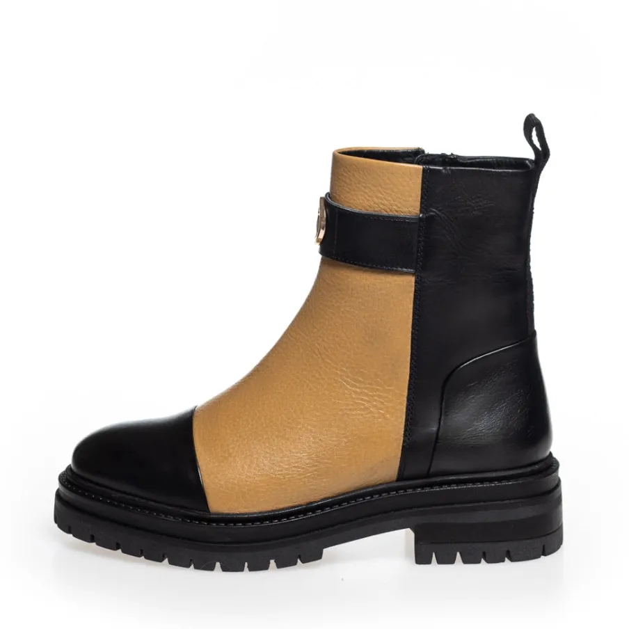 Copenhagen Shoes Ankelstøvler^ALL GOOD VIBES ONLY - BLACK/CAMEL Allgood vibes only boot black camel