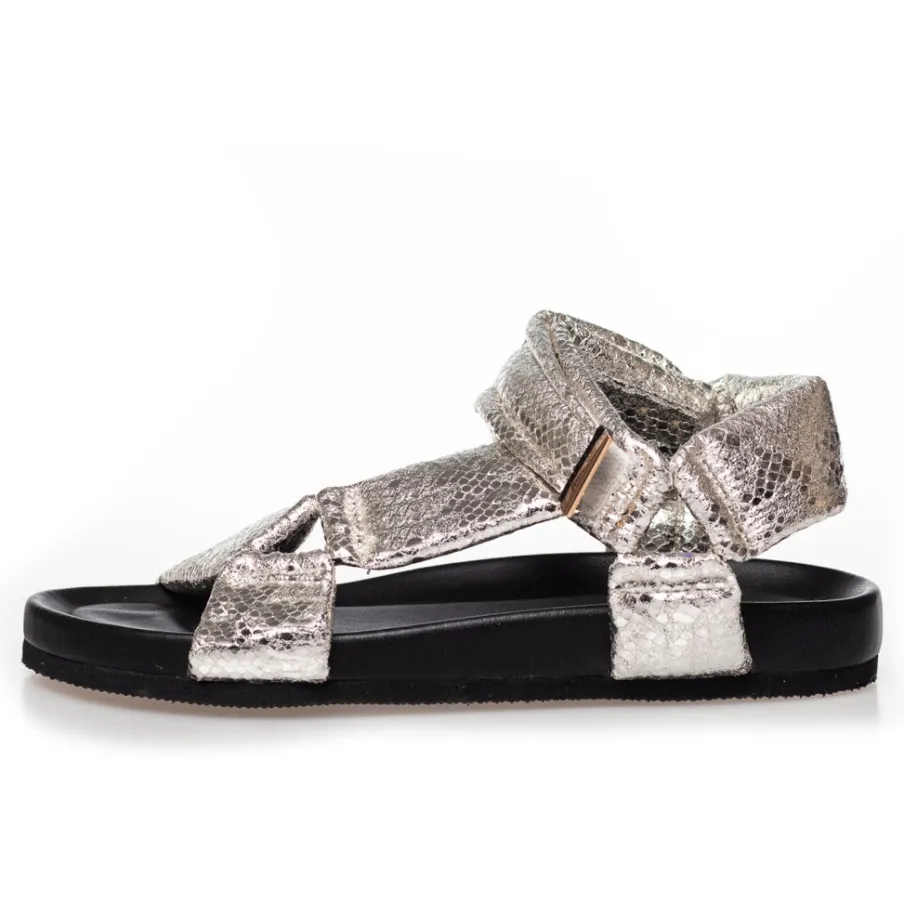 Copenhagen Shoes Flade Sandaler^CARRIE MOON - Silver Snake Carriemoon sandal silver snake