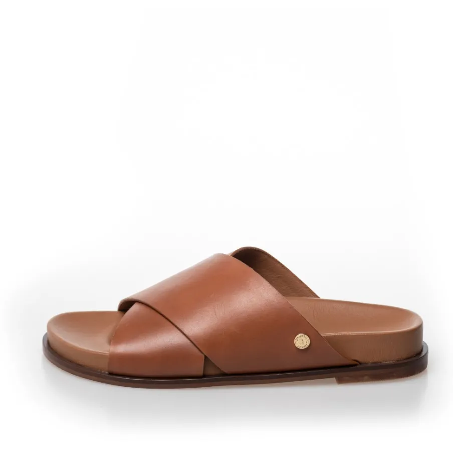 Copenhagen Shoes Flade Sandaler^CITY LIFE PLAIN - Cognac