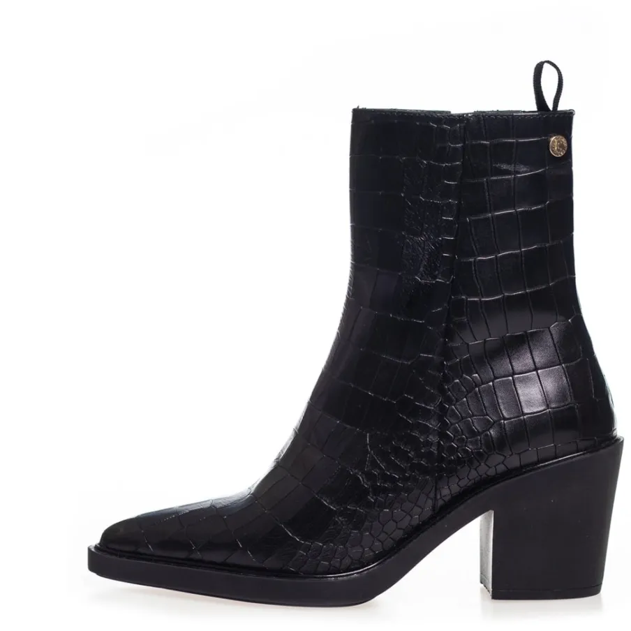 Copenhagen Shoes Støvler Med Hæl|Ankelstøvler^CPH ORIGINAL BLACK - BLACK CROCO Cphoriginal croco black boot black croco