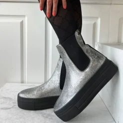 Copenhagen Shoes Chelsea Boots|Ankelstøvler^ENYA BOOT SILVER - Silver Snake Enyaboot silver boot silver snake