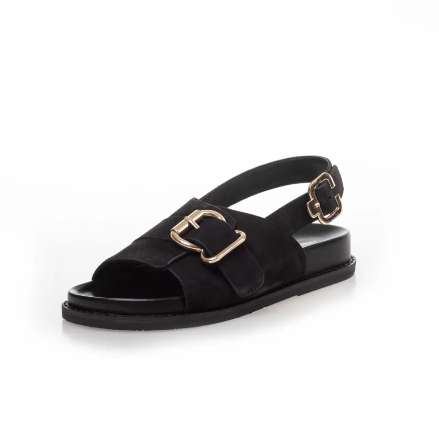 Copenhagen Shoes Flade Sandaler^FOREVER YOU SUEDE - BLACK Foreveryou suede sandal black