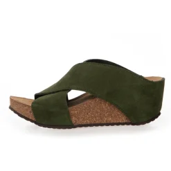 Copenhagen Shoes Sandaler Med Kilehæle^FRANCES 23 Suede - Army Frances23 suede slippers army