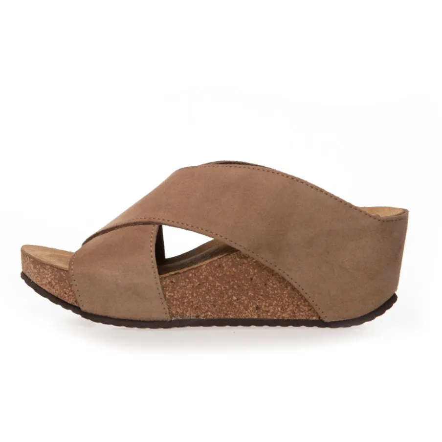 Copenhagen Shoes Sandaler Med Kilehæle^FRANCES 23 Suede - BEIGE (BEIGE 132 BIS) Frances23 suede slippers beige beige 132 bis