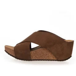 Copenhagen Shoes Sandaler Med Kilehæle^FRANCES 23 Suede - DARK BROWN (MARRONE 417) Frances23 suede slippers dark brown marrone 417