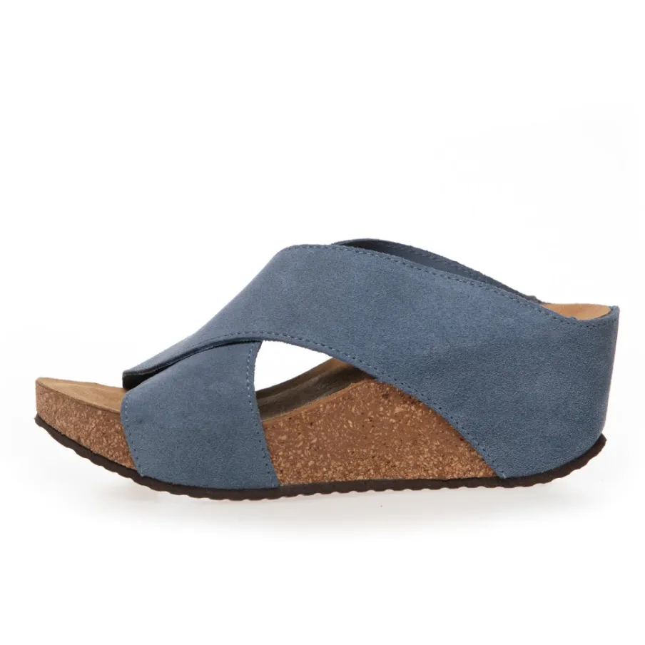 Copenhagen Shoes Sandaler Med Kilehæle^FRANCES 23 Suede - JEANS U38 Frances23 suede sandaler med kilehael jeans u38