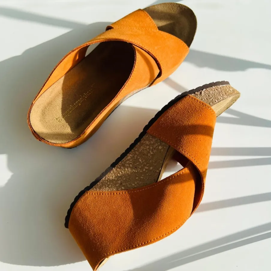 Copenhagen Shoes Sandaler Med Kilehæle^FRANCES 22 Suede - ORANGE (ARANCIO 400) Orange arancio 400