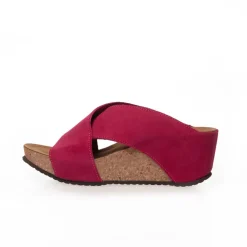Copenhagen Shoes Sandaler Med Kilehæle^FRANCES 23 Suede - PINK PURPLE Frances23 suede slippers pink purple