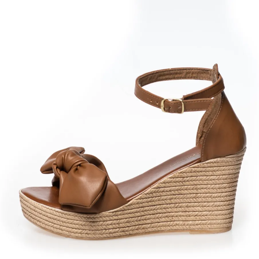 Copenhagen Shoes Sandaler Med Kilehæle^GENE - COGNAC Genesandal wedge cognac