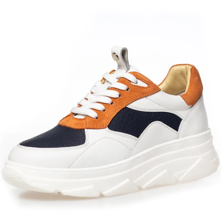 Copenhagen Shoes Sneakers^I AM ME - WHITE/ORANGE/NAVY White orange navy