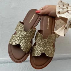 Copenhagen Shoes Flade Sandaler^IVY - Gold glitter