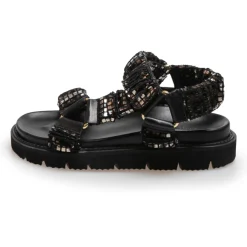 Copenhagen Shoes Flade Sandaler^KEEP WALKING - GLITTER - GLITTER BLACK/GOLD Glitter black gold