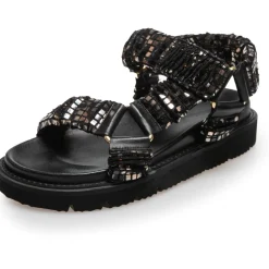 Copenhagen Shoes Flade Sandaler^KEEP WALKING - GLITTER - GLITTER BLACK/GOLD Glitter black gold
