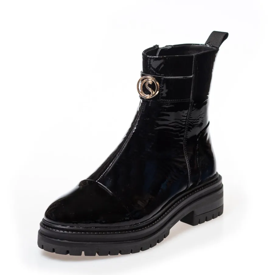 Copenhagen Shoes Ankelstøvler^LADY BOSS PATENT - Black Patent Ladyboss patent boot black patent