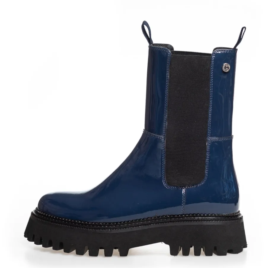 Copenhagen Shoes Ankelstøvler^LEMON PATENT - DARK BLUE PATENT Lemonpatent boot dark blue patent