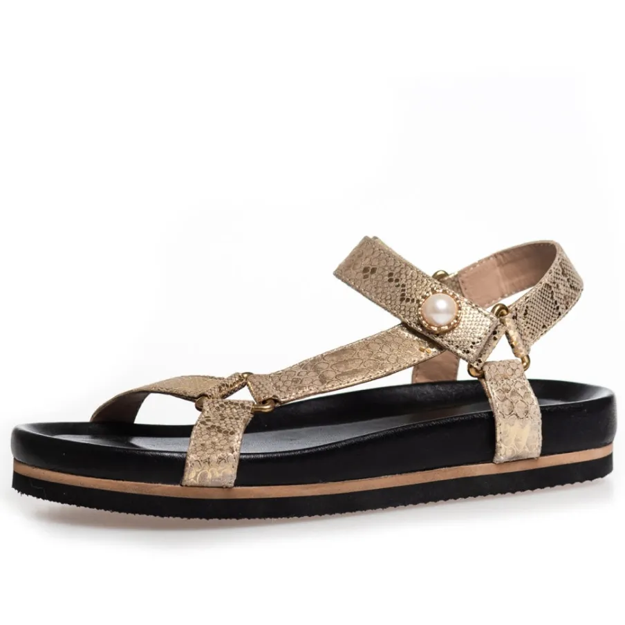 Copenhagen Shoes Flade Sandaler^LIKE A DREAM - Gold Snake Likea dream sandal gold snake