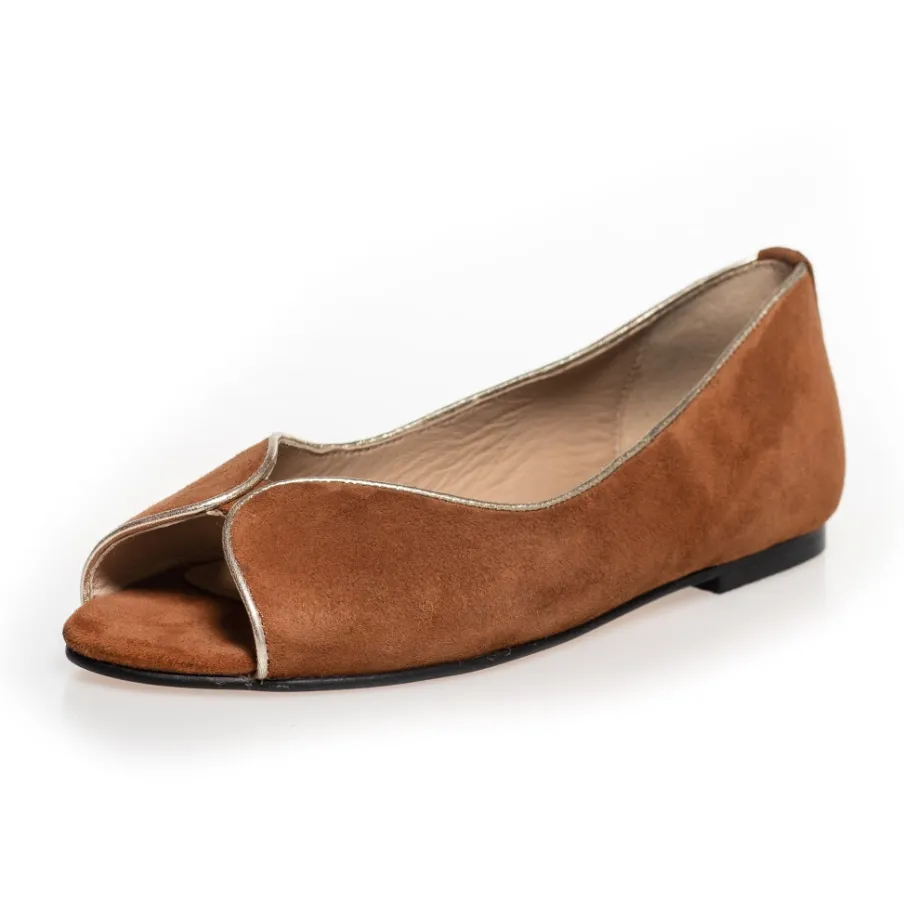 Copenhagen Shoes Ballerinasko^LIKE A MELODY - SUEDE - Cognac