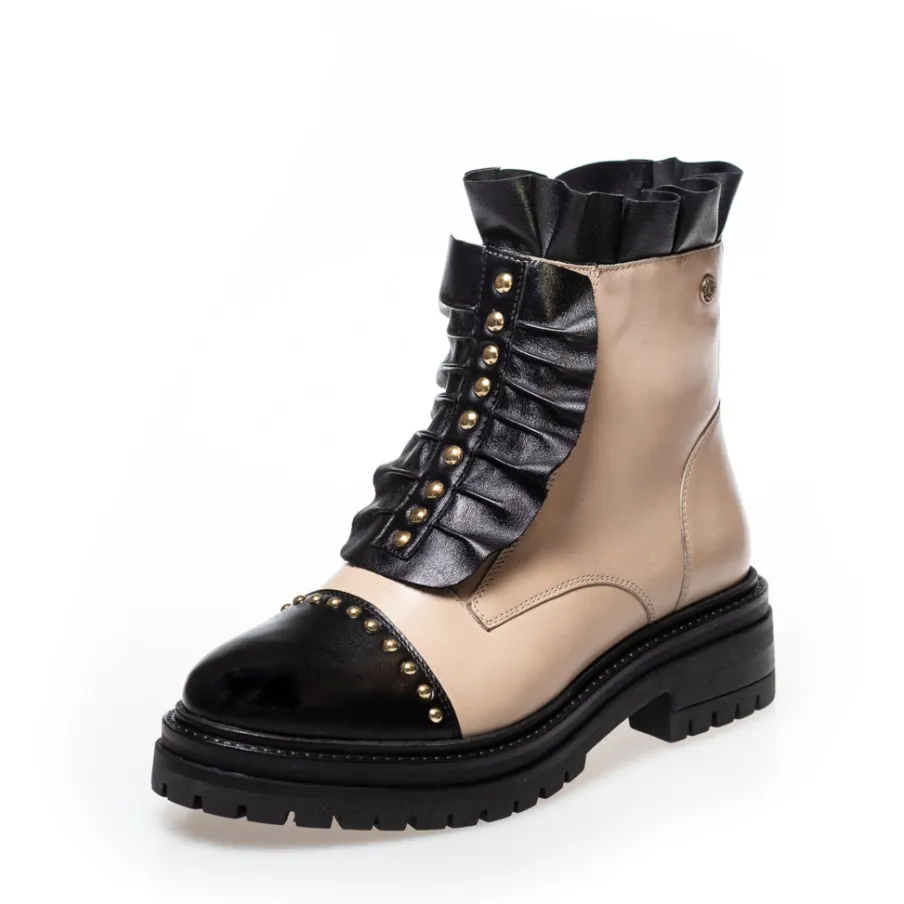 Copenhagen Shoes Ankelstøvler^LOVE ME MULTI - BEIGE W/BLACK Loveme multi boot beige w black