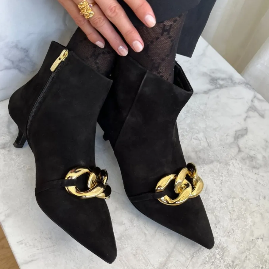 Copenhagen Shoes Støvler Med Hæl|Ankelstøvler^LOVE ME SUEDE - BLACK Loveme suede boot black