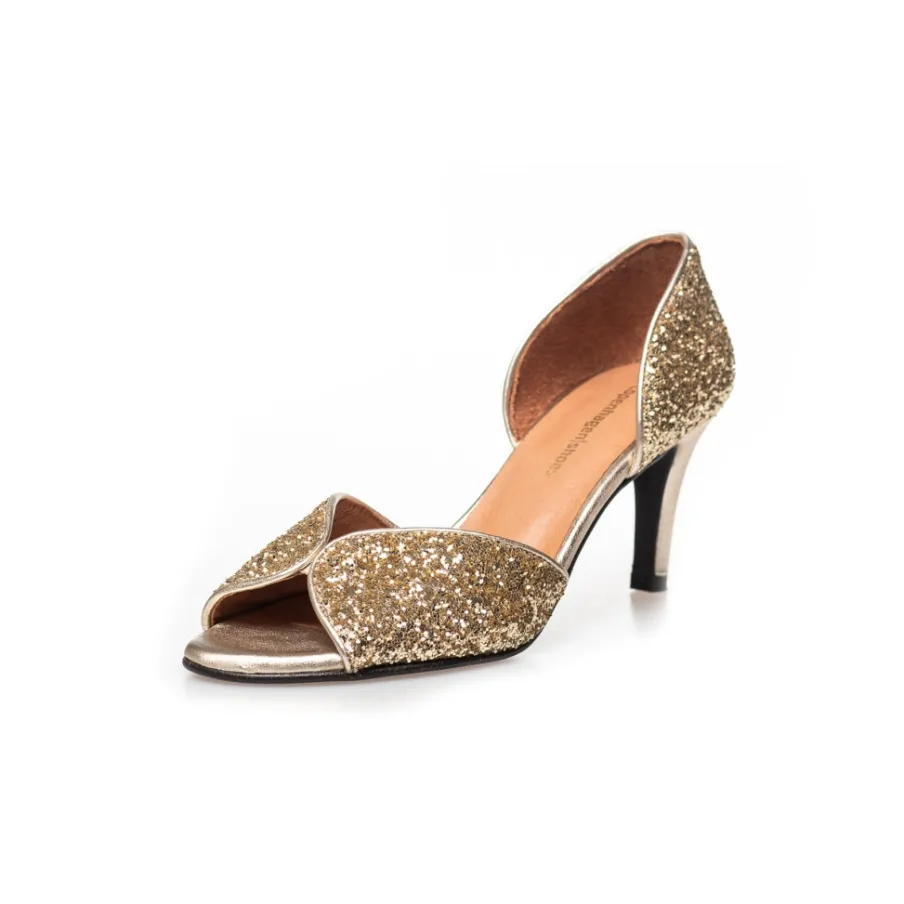 Copenhagen Shoes Sandaler Med Hæl|Stiletter^MY DIAMONDS - GOLD GLITTER Mydiamonds heels gold glitter