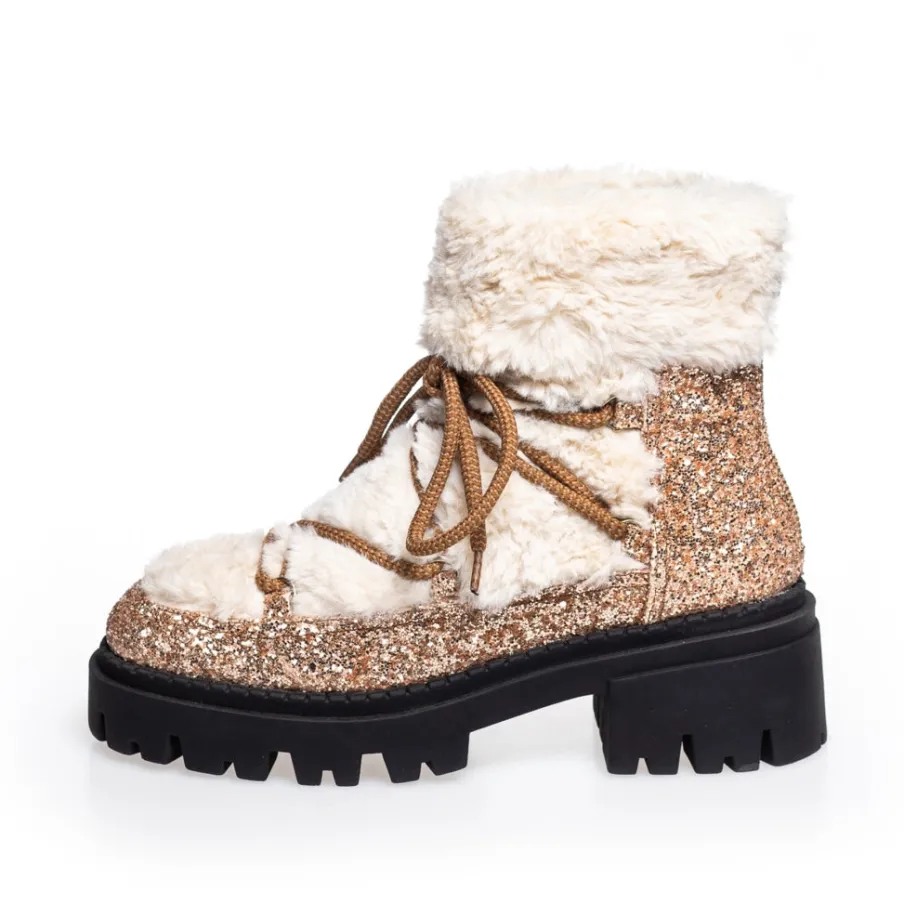 Copenhagen Shoes Ankelstøvler^MY WINTER BOOTS - GLITTER - BRONZE/OFFWHITE Mywinter boots glitter boot bronze offwhite