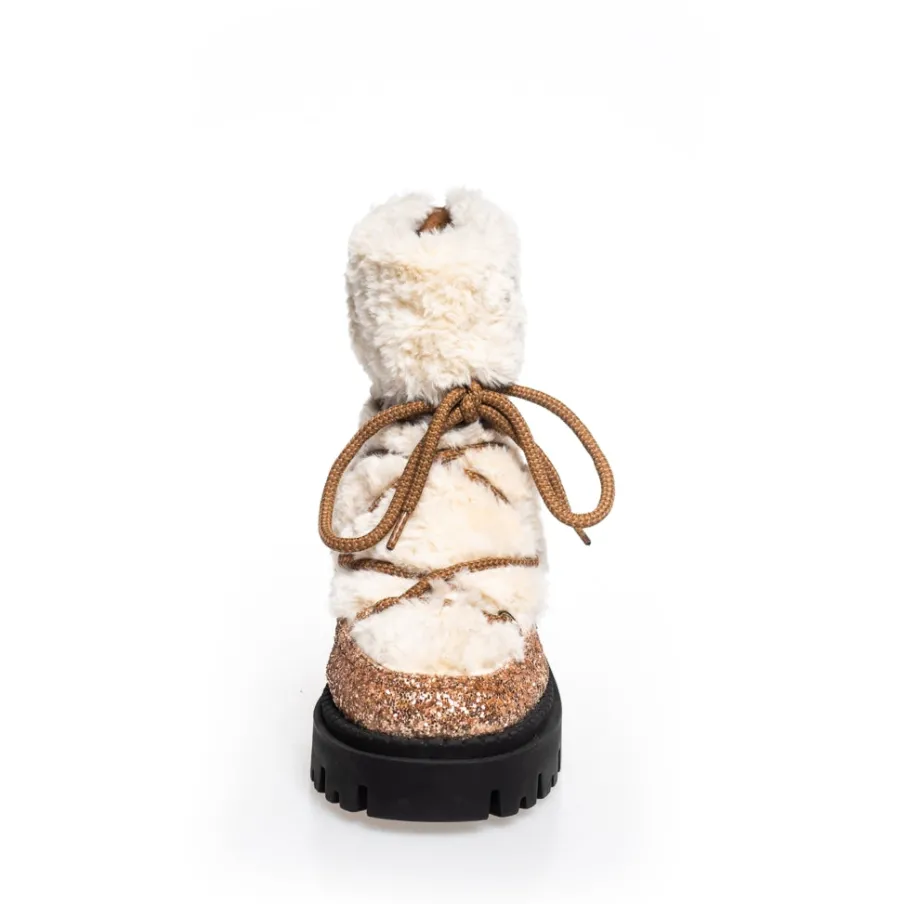 Copenhagen Shoes Ankelstøvler^MY WINTER BOOTS - GLITTER - BRONZE/OFFWHITE Mywinter boots glitter boot bronze offwhite