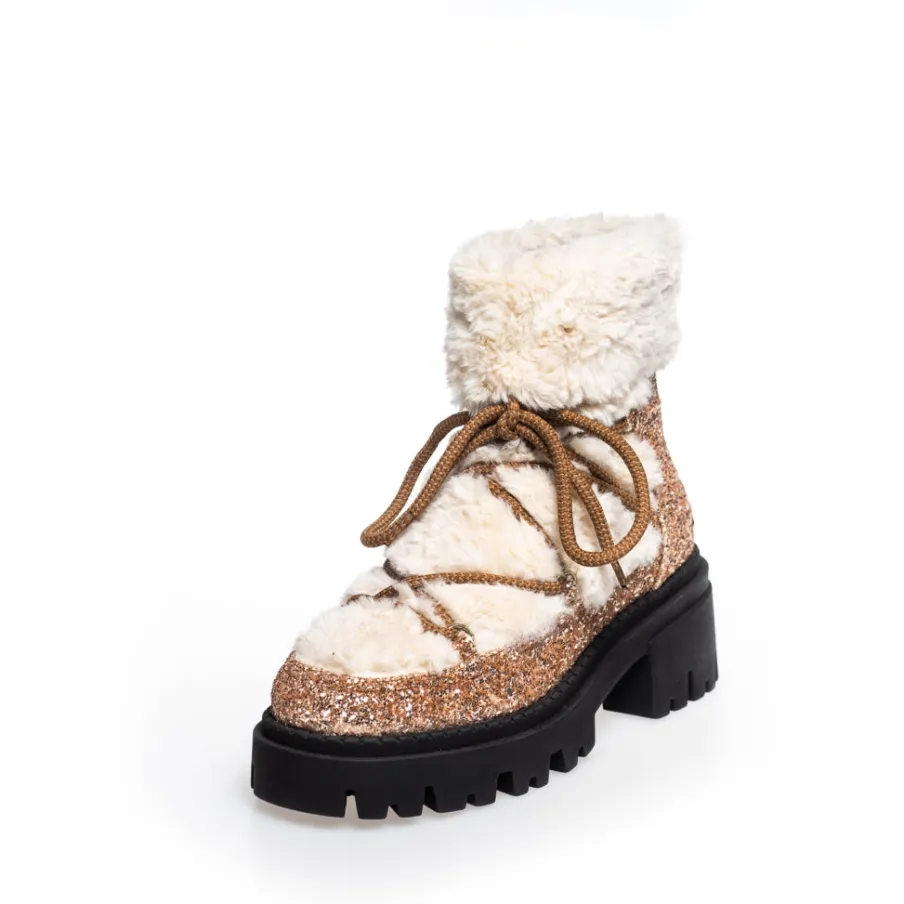 Copenhagen Shoes Ankelstøvler^MY WINTER BOOTS - GLITTER - BRONZE/OFFWHITE Mywinter boots glitter boot bronze offwhite