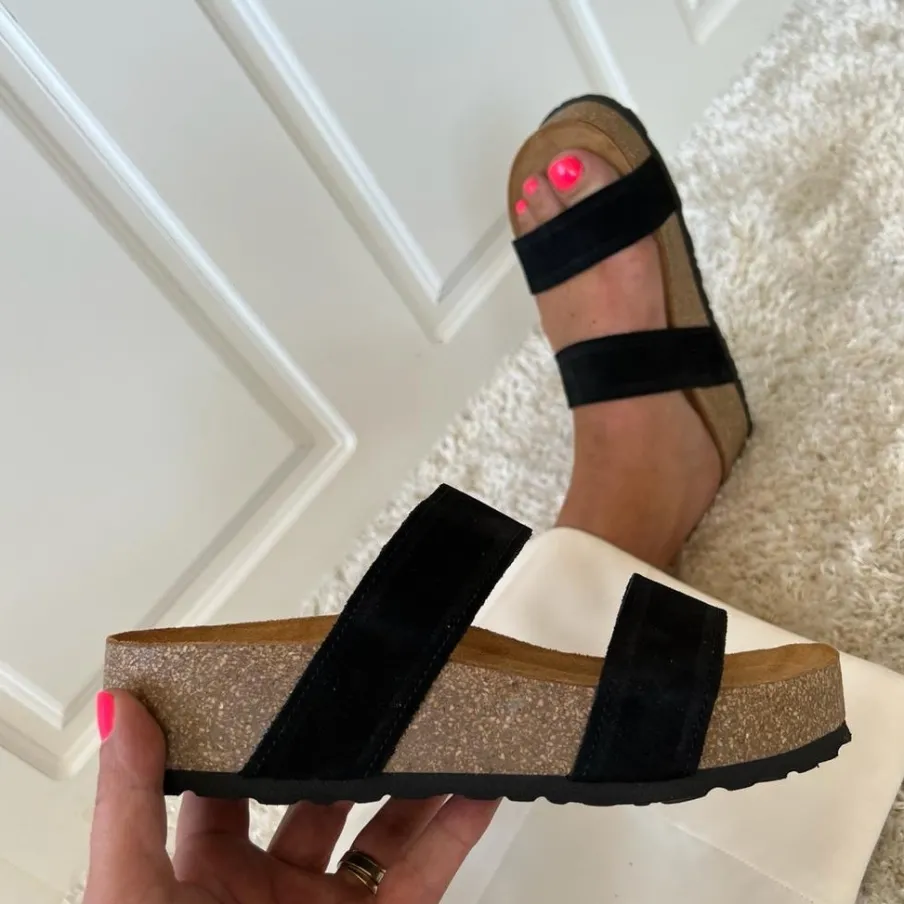 Copenhagen Shoes Sandaler Med Kilehæle^NAOMI 21 Suede - Black