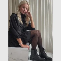 Copenhagen Shoes Ankelstøvler^NEW ROCK PATENT - BLACK/SILVER Newrock patent boot black silver