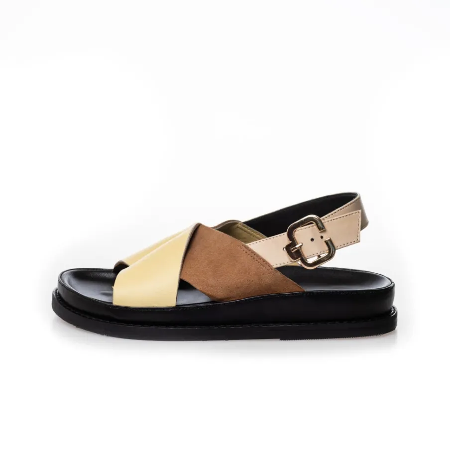 Copenhagen Shoes Flade Sandaler^NEW STRONGER MULTI 23 - PALE BANANA/SAFARI Newstronger multi 23 sandal pale banana safari