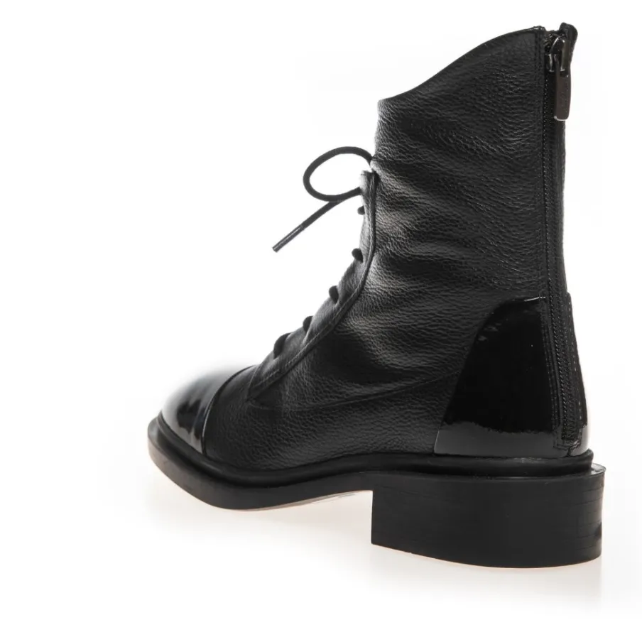 Copenhagen Shoes Ankelstøvler^POWER - BLACK W/PATENT TOE Powerstoevler black w patent toe