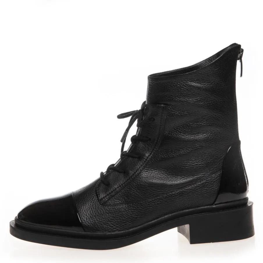 Copenhagen Shoes Ankelstøvler^POWER - BLACK W/PATENT TOE Powerstoevler black w patent toe