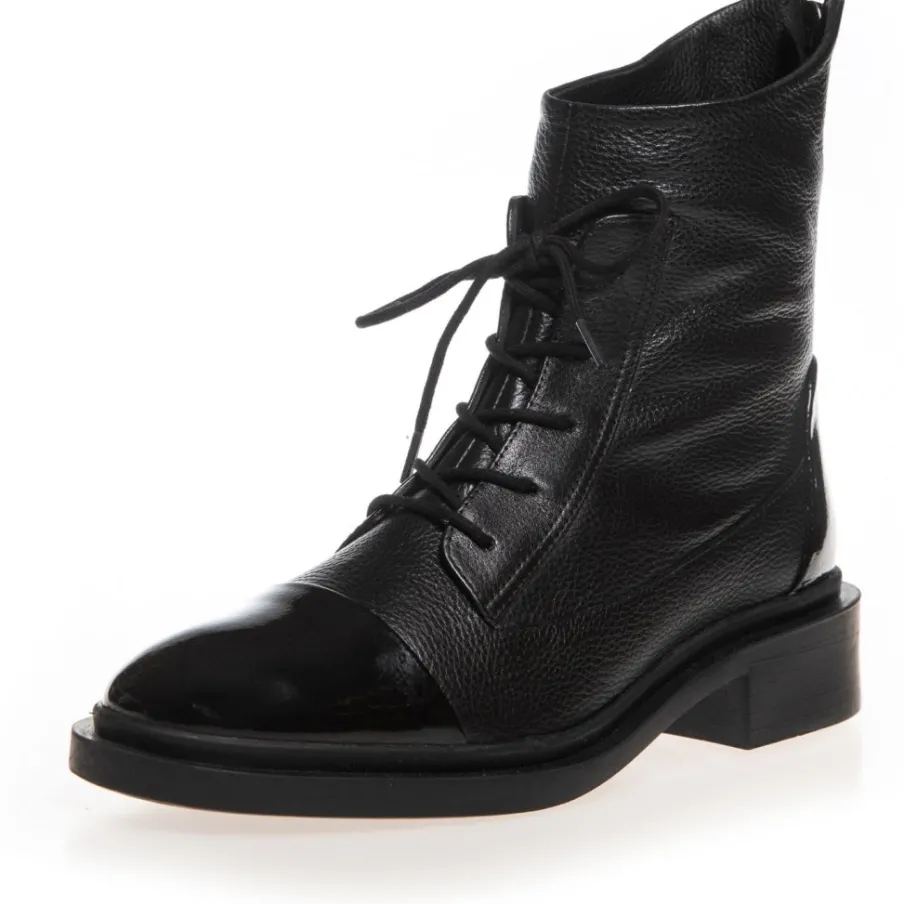 Copenhagen Shoes Ankelstøvler^POWER - BLACK W/PATENT TOE Powerstoevler black w patent toe