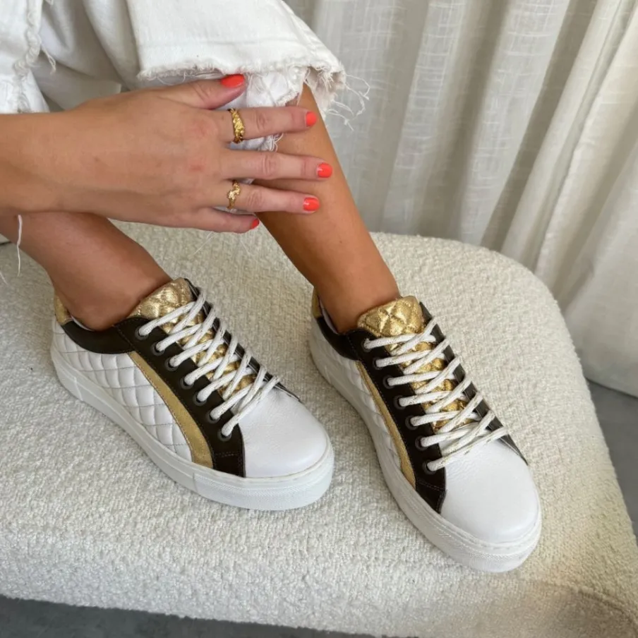 Copenhagen Shoes Sneakers^SAILOR DAYS - WHITE/OLIVE/GOLD White olive gold