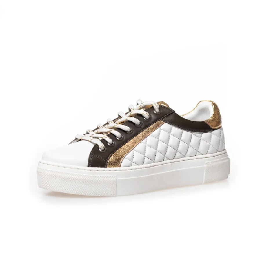 Copenhagen Shoes Sneakers^SAILOR DAYS - WHITE/OLIVE/GOLD White olive gold
