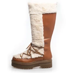 Copenhagen Shoes Lange Støvler^SNOW BY SNOW 22 HIGH - COGNAC OFF-WHITE Cognac off white