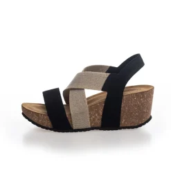 Copenhagen Shoes Sandaler Med Kilehæle^STACIA 21 Canvas - Black Stacia21 canvas sandal wedge black