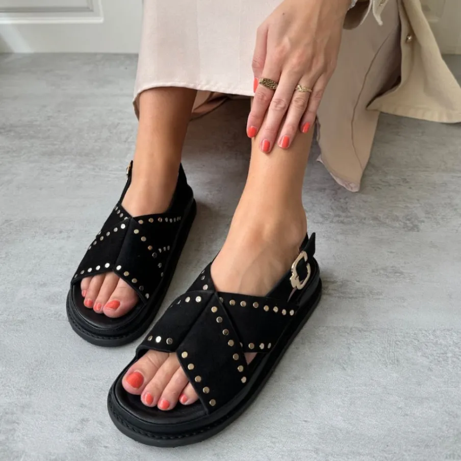 Copenhagen Shoes Flade Sandaler^STRONGER STUDS - Black