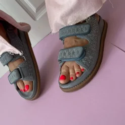 Copenhagen Shoes Flade Sandaler^STUDS ON SUEDE - CLOUD Studson suede sandal cloud
