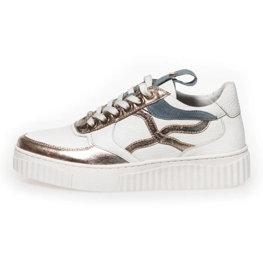 Copenhagen Shoes Sneakers^SUNSHINE LADY - WHITE/DENIM/GOLD White denim gold