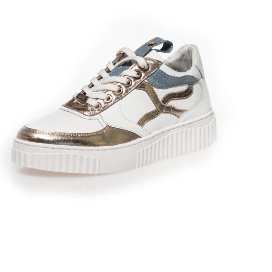 Copenhagen Shoes Sneakers^SUNSHINE LADY - WHITE/DENIM/GOLD White denim gold
