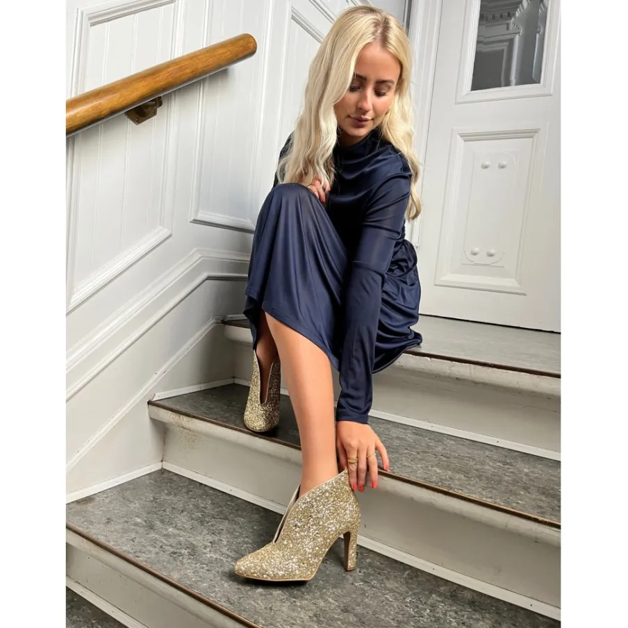 Copenhagen Shoes Stiletter|Støvler Med Hæl^SUS GLITTER - GOLD GLITTER Susglitter heels gold glitter