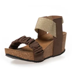 Copenhagen Shoes Sandaler Med Kilehæle^THE MOMENTS - TAUPE MULTI Themoments sandaler med kilehael taupe multi