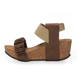 Copenhagen Shoes Sandaler Med Kilehæle^THE MOMENTS - TAUPE MULTI Themoments sandaler med kilehael taupe multi