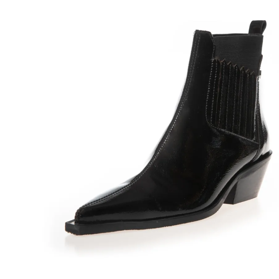 Copenhagen Shoes Ankelstøvler^THE WALKING BOOT PATENT - BLACK PATENT Thewalking boot patent pre order del end september stoevler black patent