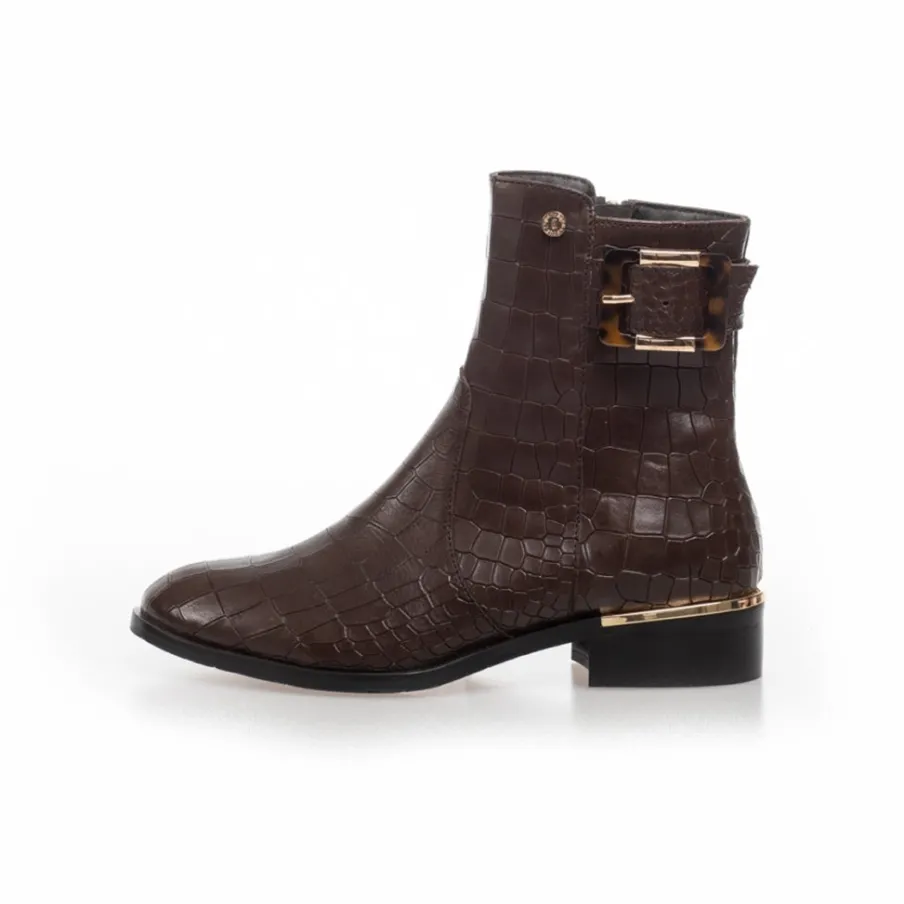 Copenhagen Shoes Ankelstøvler^YOU CAN FLY - DK BROWN Youcan fly crocco boot dk brown