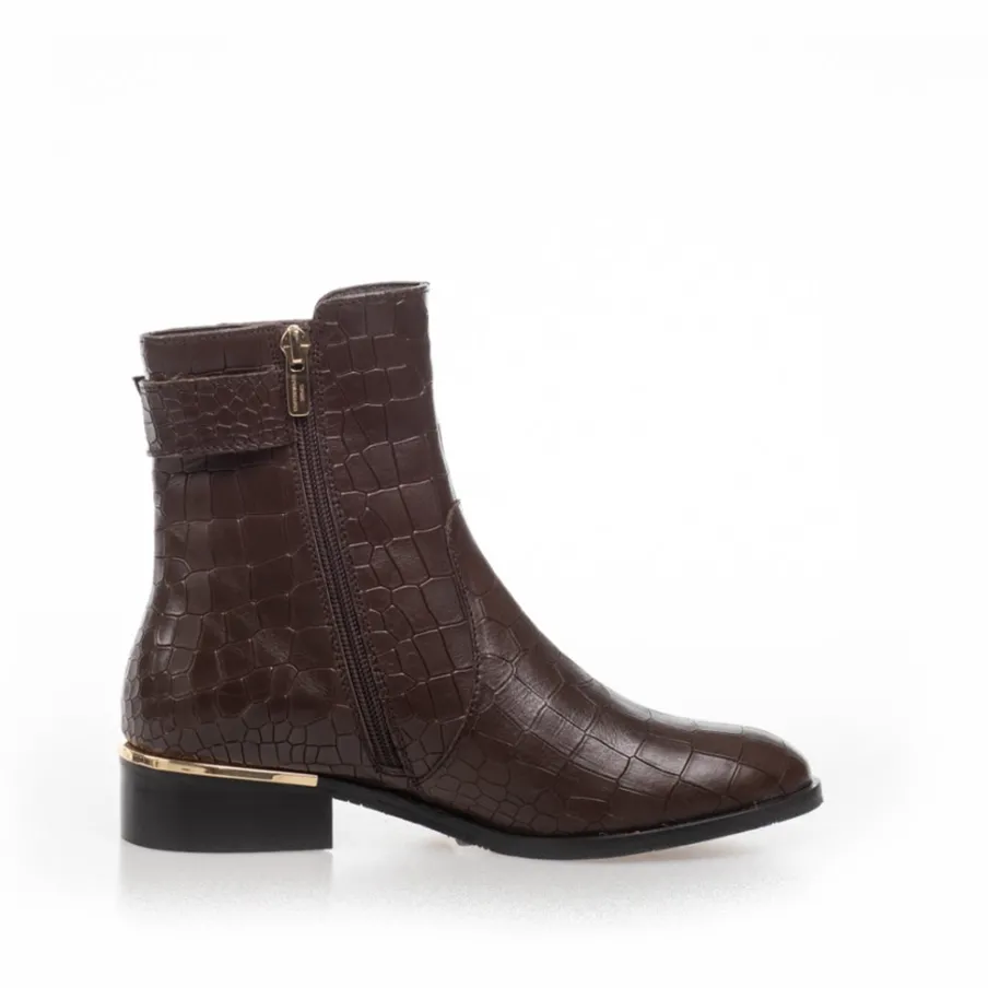 Copenhagen Shoes Ankelstøvler^YOU CAN FLY - DK BROWN Youcan fly crocco boot dk brown